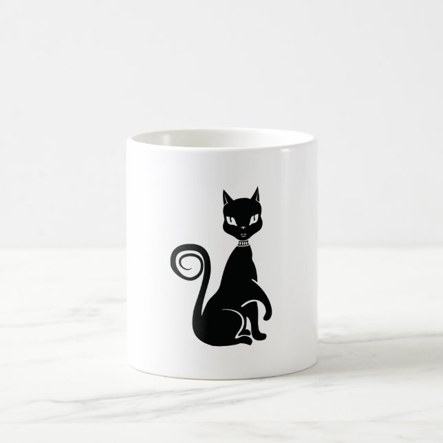 Elegant Black Cat Coffee Mug (Center)