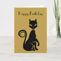 Elegant Black Cat Happy Birthday