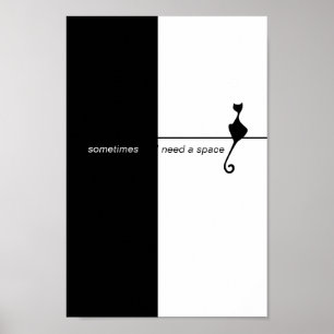 Elegant Black Cat Illustration Art   Poster
