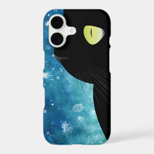 Elegant Black Cat Portrait in Blue iPhone 7 Case