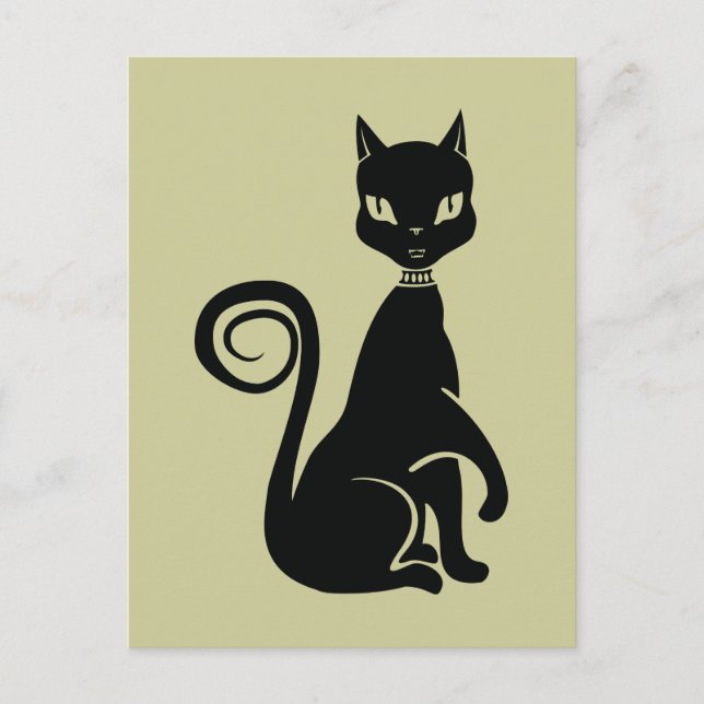 Elegant Black Cat Postcard (Front)