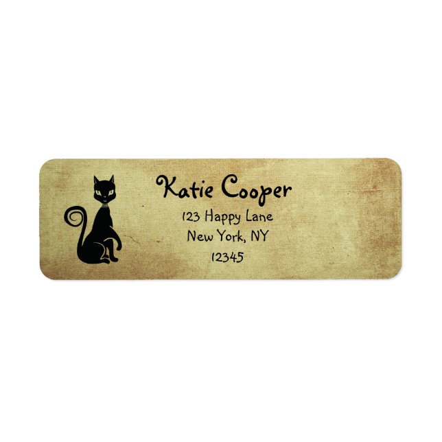 Elegant Black Cat Return Address Label (Front)