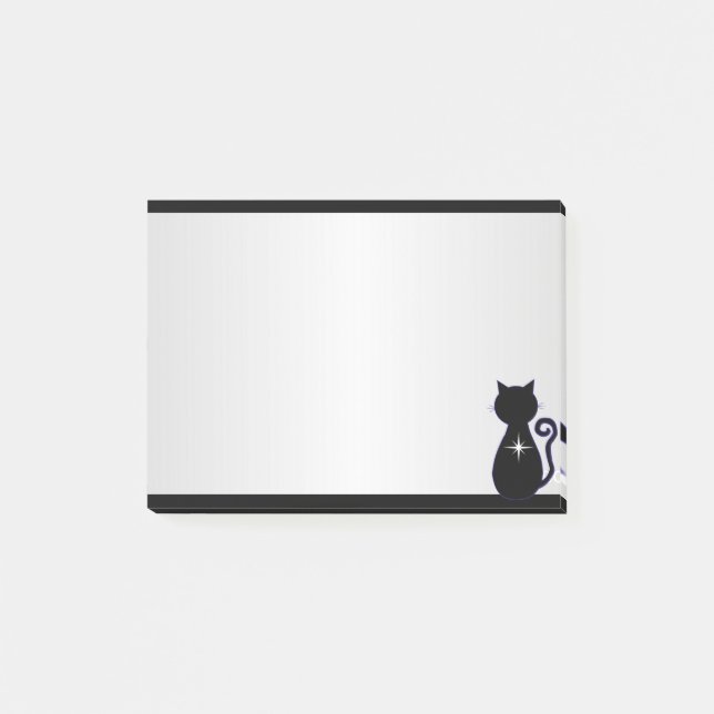Elegant Black Cat Silhouette Post-it Notes (Front)