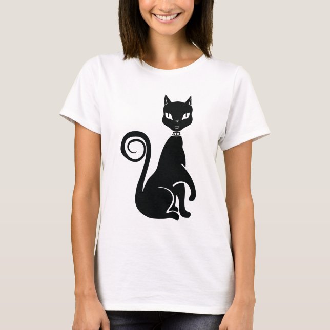 Elegant Black Cat T-Shirt (Front)