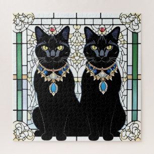 Elegant Black Cats with Jewellery Jigsaw Puzzle