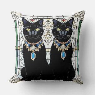 Elegant Black Cats with Jewelry Cushion