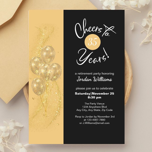 Elegant Black Cheers to Years Retirement Party Invitation (Creator Uploaded)