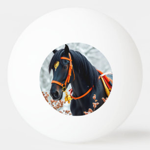 Elegant black Chestnut Horse Ping Pong Ball