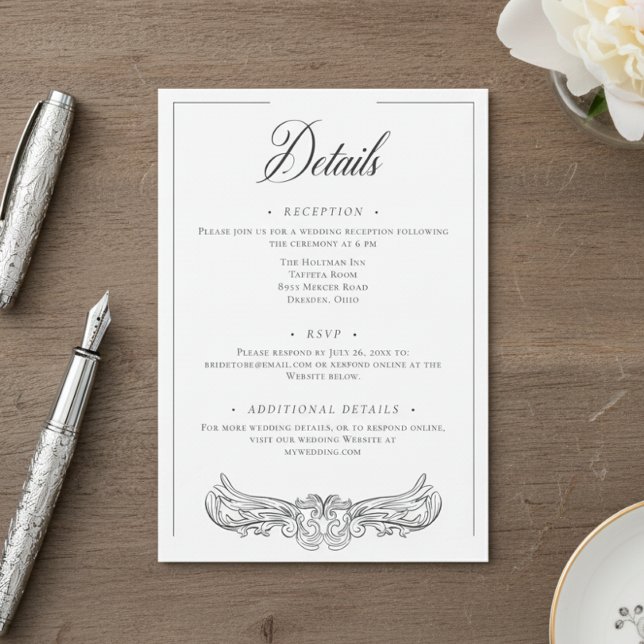 Elegant Black Chinoiserie Bird Crest Wedding Enclosure Card (Creator Uploaded)