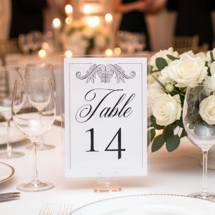 Elegant Black Chinoiserie Bird Crest Wedding Table Number