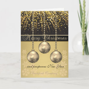 Elegant Black, Christmas Balls Snowflakes,Company Holiday Card
