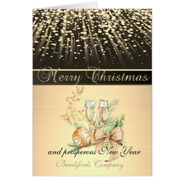 Elegant Black, Christmas Deer,Balls,Wine Glass,Bow (Front)