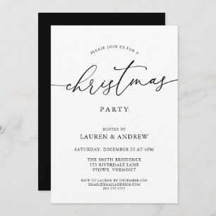Elegant Black Christmas Holiday Party Invitation