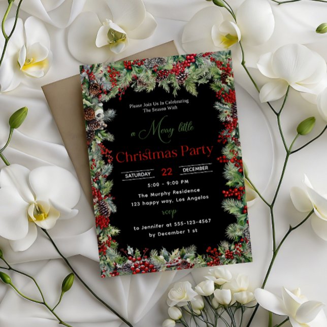 Elegant Black Christmas Party Invitation (Creator Uploaded)