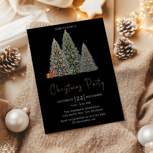 Elegant Black Christmas Party Invitation - Winter
