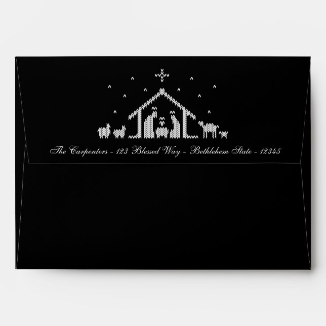 Elegant Black Christmas Sweater Knit Christian Envelopes (Back (Top Flap))