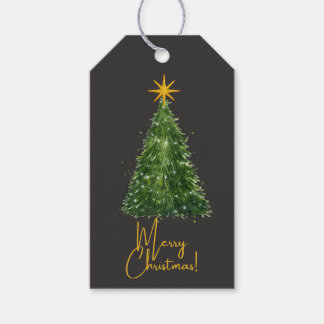 Elegant Black Christmas Tree Gift Tag