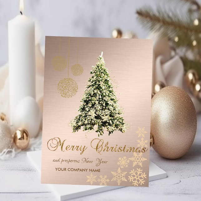 Elegant Black,Christmas Tree,Snowflakes,Corporate Holiday Card (Creator Uploaded)