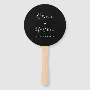 Elegant Black Classic Minimalist Wedding Hand Fan