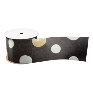 Elegant Black Classic Polka Dots and  Metallics  Satin Ribbon