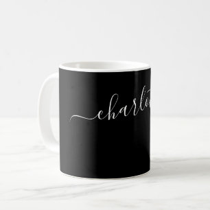 Elegant Black Colour Modern Name Personalised Coffee Mug