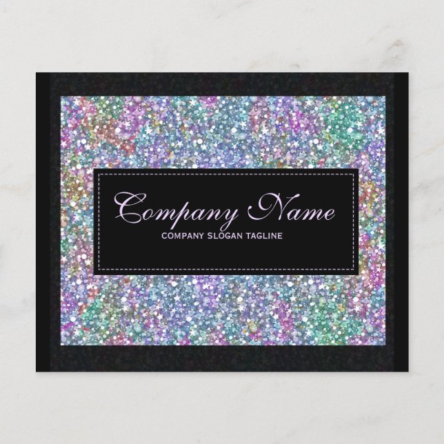 Elegant Black Colourful Purple Glitter & Sparkles  Flyer (Back)