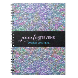 Elegant Black Colourful Purple Glitter & Sparkles Notebook