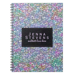 Elegant Black Colourful Purple Glitter & Sparkles  Notebook
