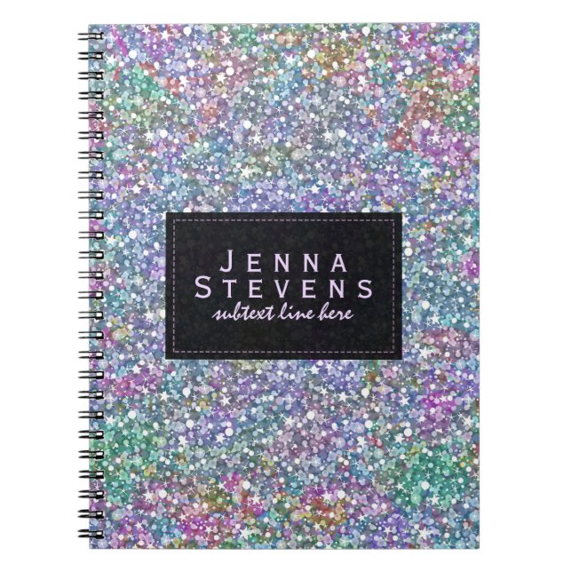 Elegant Black Colourful Purple Glitter & Sparkles  Notebook (Front)
