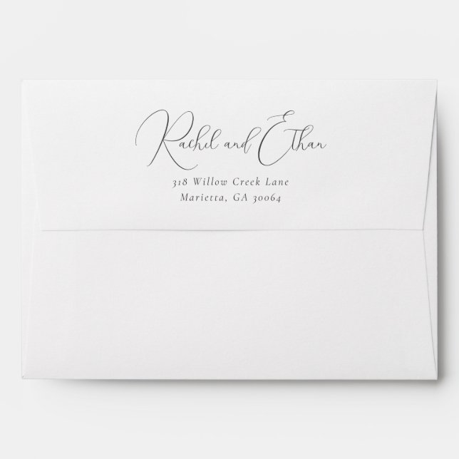 Elegant Black Cursive Calligraphy Envelope (Back (Top Flap))