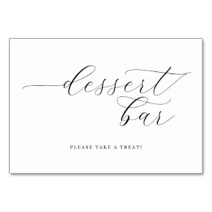 Elegant Black Cursive Dessert Bar Sign Table Number