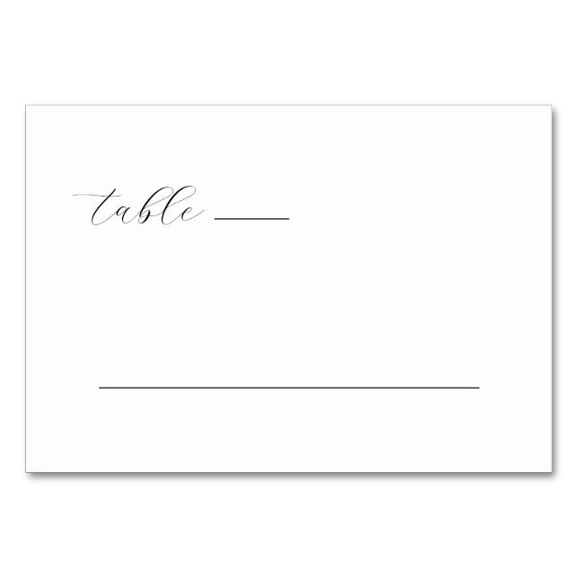 Elegant Black Cursive Table Sign Number (Front)