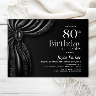 Elegant Black Curtain 80th Birthday Party Invitation