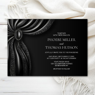 Elegant Black Curtain Wedding Invitation
