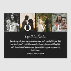 Elegant Black Custom 4 Photos For Couples Wedding Magnetic Invitation