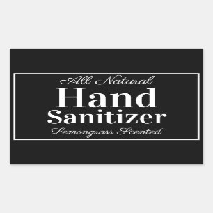 Elegant Black Custom Homemade Hand Sanitizer Rectangular Sticker