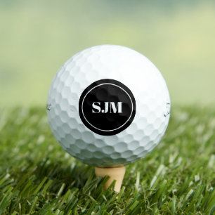 Elegant black custom monogram initials Titleist    Golf Balls
