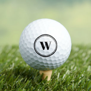 Elegant black custom monogram personalised golf balls