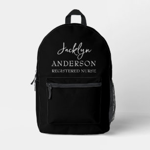 Elegant Black Custom Nurse Printed Backpack