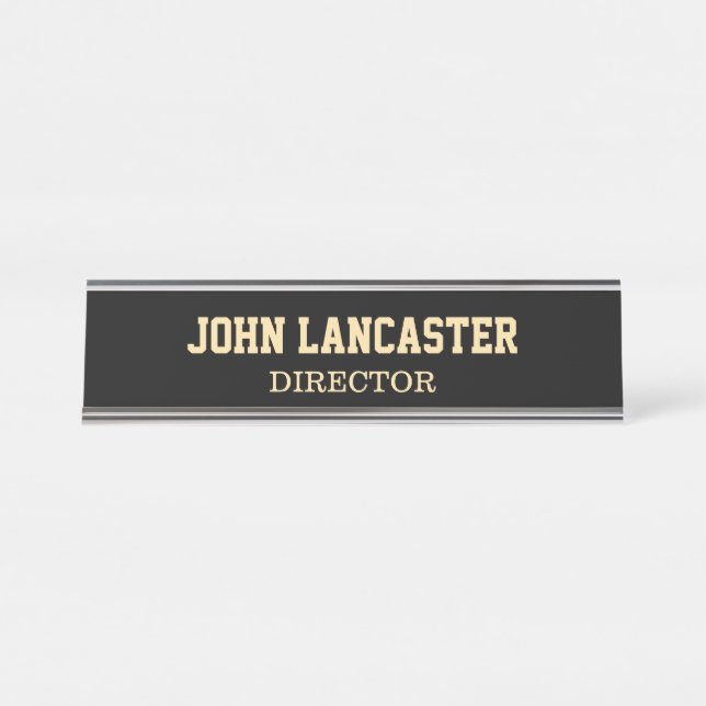Elegant Black Customisable Desk Name Plate (Front)
