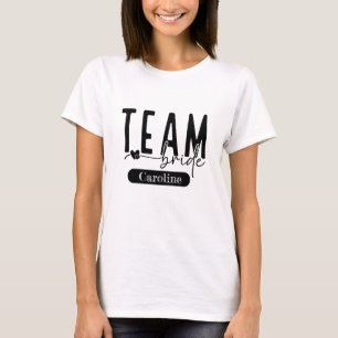 Elegant Black Customisable Team Bride Squad Tee