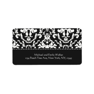 Elegant Black Damask Address Label