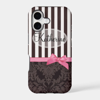 Elegant black damask and stripes