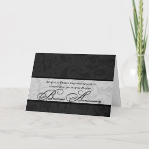 Elegant Black Damask Business Anniversary Card