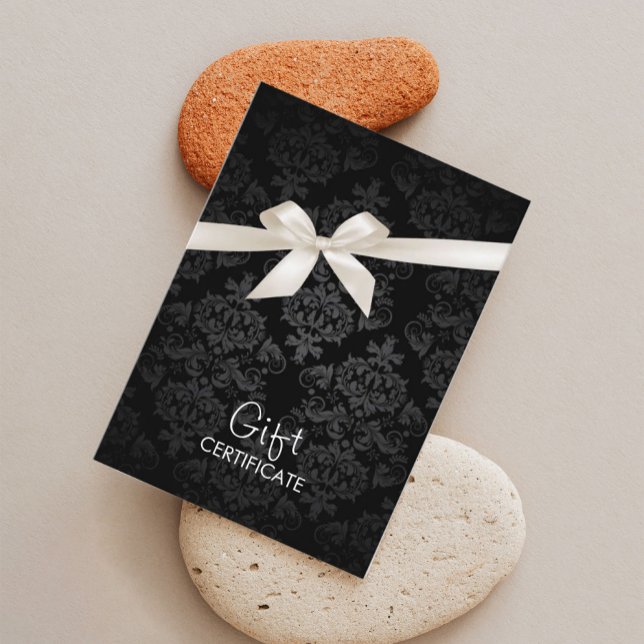 Elegant Black Damask Gift Certificate (Creator Uploaded)