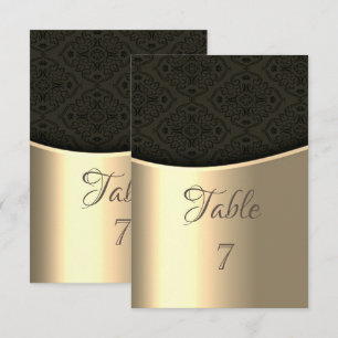 Elegant Black Damask Gold Table Card