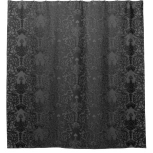 Elegant Black Damask Lace Shower Curtain