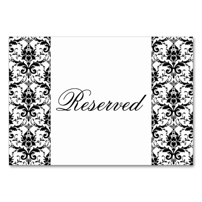 Elegant Black Damask Pattern Wedding Special Event Table Number (Front)