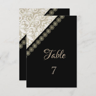Elegant Black,Damask Table  Card