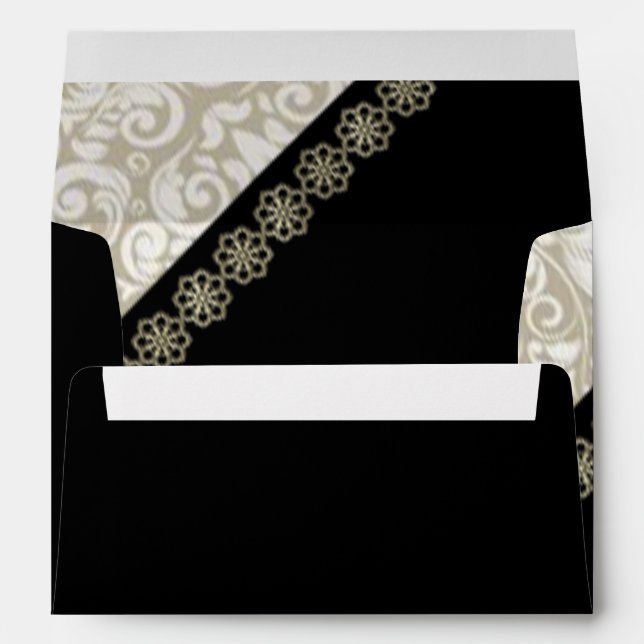 Elegant Black  Damask Wedding Envelope (Back (Bottom))